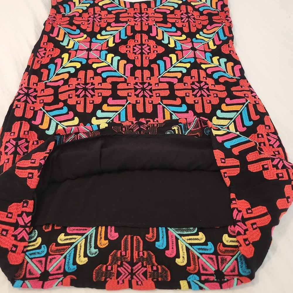 J.Marie Embroidered Shift Dress Vacation Resortwear Bright Mexico Geometric Sz S - Picture 8 of 12